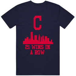 Cleveland Indians Skyline 21 Wins Winning Streak Baseball Sports T Shi
