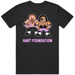 Hart Foundation Wrestling Tag Team Cartoon T Shirt