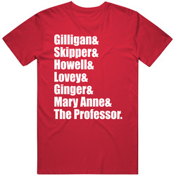 Gilligan's Island Cast Name List Tv Show Fan T Shirt