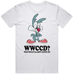 What Would  Calamity Coyote Wwjd Cartoon Character Fan T Shirt