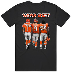 Who Dey Cincinnati Football Burrow Chase Mixon T Shirt