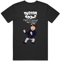 Russell Crowe Fighting Around The World Cartoon Funny T Shirt