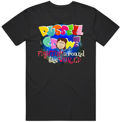 Russell Crowe Fighting Around The World Funny Cartoon T Shirt