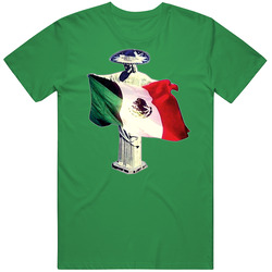 Jesus Christ Statue Mexico Soccer Flag Fan Brazil World Cup T Shirt