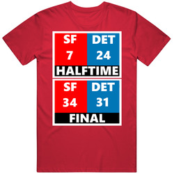 San Francisco Detroit Scoreboard Final Score Football Fan T Shirt