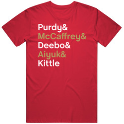Purdy Mccaffrey Deebo Aiyuk Kittle Football Fan T Shirt