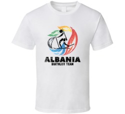 Albania Biathlon Team 2014 Olympic Sochi Vintage Distressed T Shirt