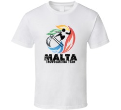 Malta Snowboarding Team 2014 Olympic Sochi Vintage Distressed T Shirt