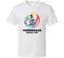 Mongolia Biathlon Team 2014 Olympic Sochi Vintage Distressed T Shirt