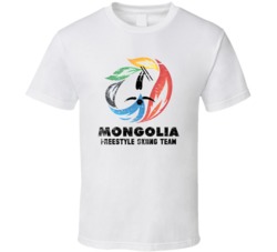 Mongolia Freestyle Skiing Team 2014 Olympic Sochi Vintage Distressed T