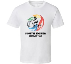 South Korea Biathlon Team 2014 Olympic Sochi Vintage Distressed T Shir
