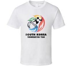 South Korea Snowboarding Team 2014 Olympic Sochi Vintage Distressed T 