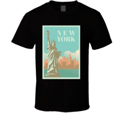 NYC And Statue Of Liberty With Skyscrapers Vector T Shirt T Shirt