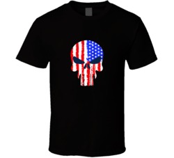 Skull With American Flag Illustration T-shirt Graphics Vector Design T
