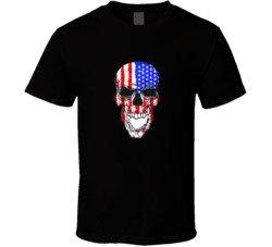 Skull With American Flag Illustration T-shirt Graphics Vector Design T