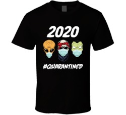 2020 Quarantined Monsters Wearing Mask Funny Halloween T Shirt
