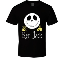 Her Jack Nightmare Before Christmas Halloween Couples Worn Look T Shir