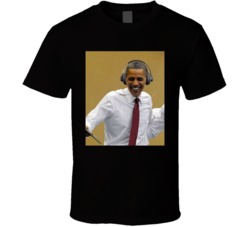 Barack Obama With Headphones Cool Us Presidents Democrat Fan Worn Look
