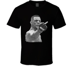 Nate Diaz Flipping The Bird Mma Fighter Fight Fan Worn Look T Shirt