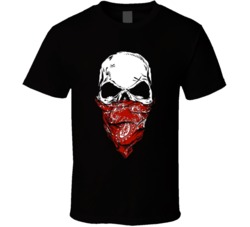 Skull Wearing Red Bandana Cool T Shirt