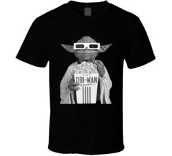 Yoda Watching 3d Movie Popcorn Fan T Shirt