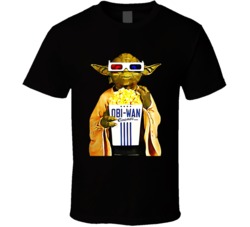 Obi-wan Cinemas Eating Popcorn Star Wars Movie Fan T Shirt