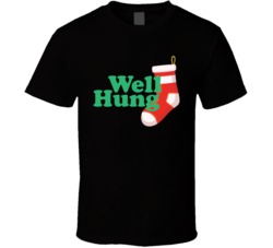 Well Hung Stocking Funny Christmas Holiday T Shirt