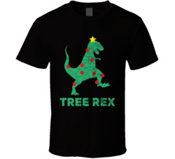 Tree Rex Funny Christmas Holiday Season Worn Look T Shirt
