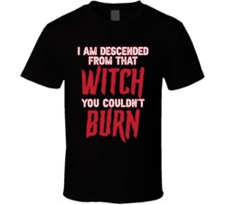 I Am Descended From That Witch You Couldn't Burn Halloween Fan T Shirt