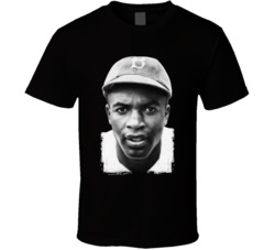 Jackie Robinson Portrait Black Baseball Legend T Shirt