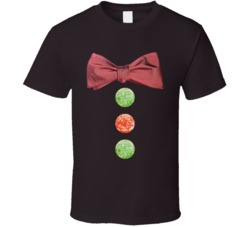 Gingerbread Man Bowtie And Gum Drops Realistic Looking T Shirt