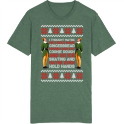 Gingerbread Houses Ice Skating Hold Hands Elf Ugly Christmas T Shirt