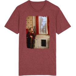 Home Alone Gun Door Scene Christmas Retro Grunge T Shirt