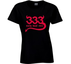 333 Only Half Devil Evil Funny Halloween Spooky Party Ladies T Shirt