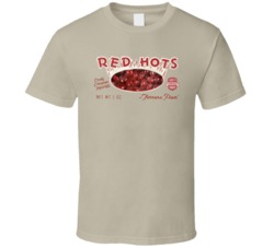 Red Hots Retro Cinammon Candy Food Worn Look T Shirt