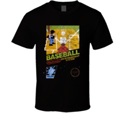 Nes Baseball Retro Video Game Gamer Fan Worn Look T Shirt