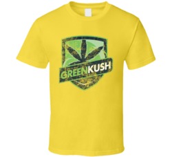 Green Kush Cannabis Ganja Marijuana Strain Smoking Fan Worn Look T Shi