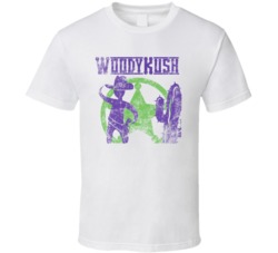 Woody Kush Cannabis Ganja Marijuana Strain Smoking Fan Worn Look T Shi