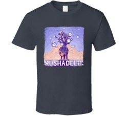 Kushadelic Cannabis Ganja Marijuana Strain Smoking Fan Worn Look T Shi