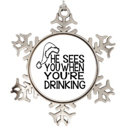 He Sees You When You Are Sleeping Santa Funny Snowflake Ornament Holid