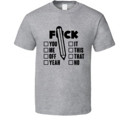 Fuck Curse Word List Funny T Shirt
