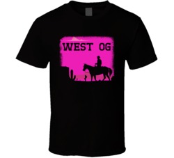 West Og Cannabis Ganja Marijuana Strain Smoking Fan Worn Look T Shirt