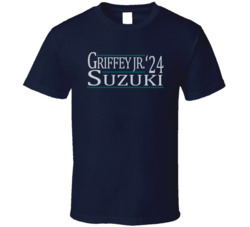Ken Griffey Jr Ichiro Suzuki For President '24 Seattle Baseball Fan T 