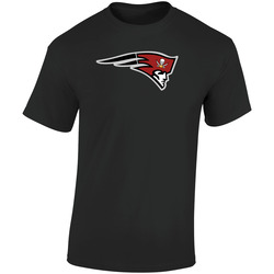 Patriots Buccaneers Logo Mashup Brady Football Fan Retro Graphic Unisex Soft Cotton Black T Shirt