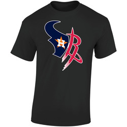 Houston Texas Pro Sports Teams Logo Mashup City Pride Fan Retro Graphic Unisex Soft Cotton Black T Shirt