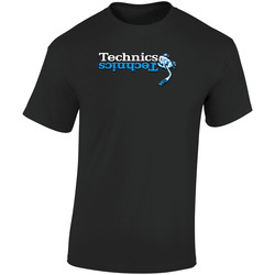 Technics Reverse Logo Retro Graphic Unisex Soft Cotton Black T Shirt
