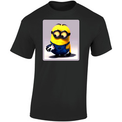Despicable Me Minions Cartoon Retro Graphic Unisex Soft Cotton Black T Shirt
