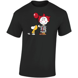 Snoopy Charlie Brown Penuts Pennywise Steven King's It Fan Parody Retro Graphic Unisex Soft Cotton Black T Shirt