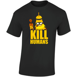 Kill Humans Evil Robot Bender Futurama Black Retro Graphic Unisex Soft Cotton Black T Shirt