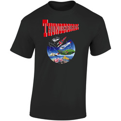 Thunderbirds Tv Show Retro Graphic Unisex Soft Cotton Black T Shirt